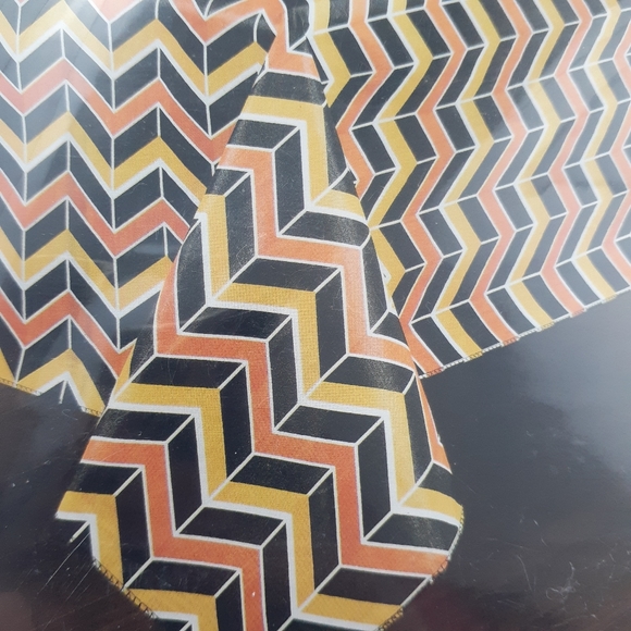 Vinyl Tablecloth Halloween Chevron Striped 60 Inch Round - Picture 1 of 3